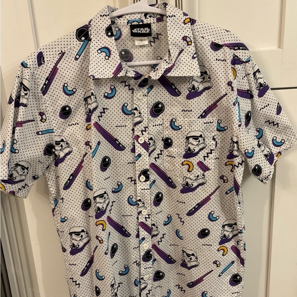 Star Wars Lucasfilm Retro Stormtrooper Button Down Short Sleeve Shirt S - Picture 3 of 4